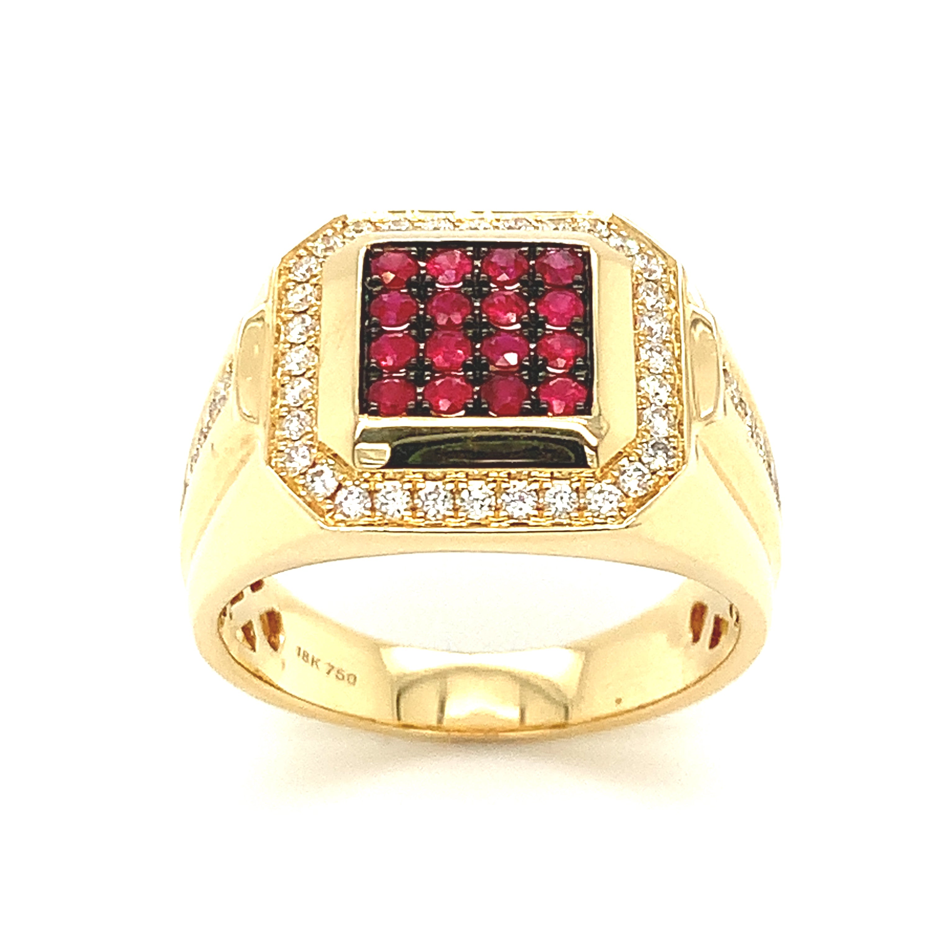 Anillo para caballero con y rubíes en oro amarillo 18kt. – Impeccable Zone