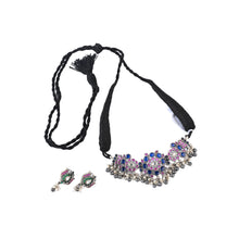 Load image into Gallery viewer, Floral Sapphires and Rubies Set in Silver 92.5
