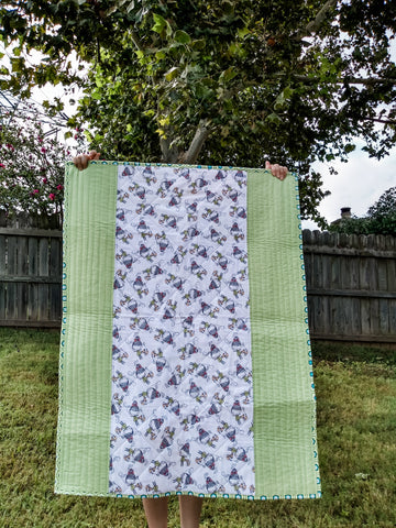 Baby Quilt whole cloth flannel green