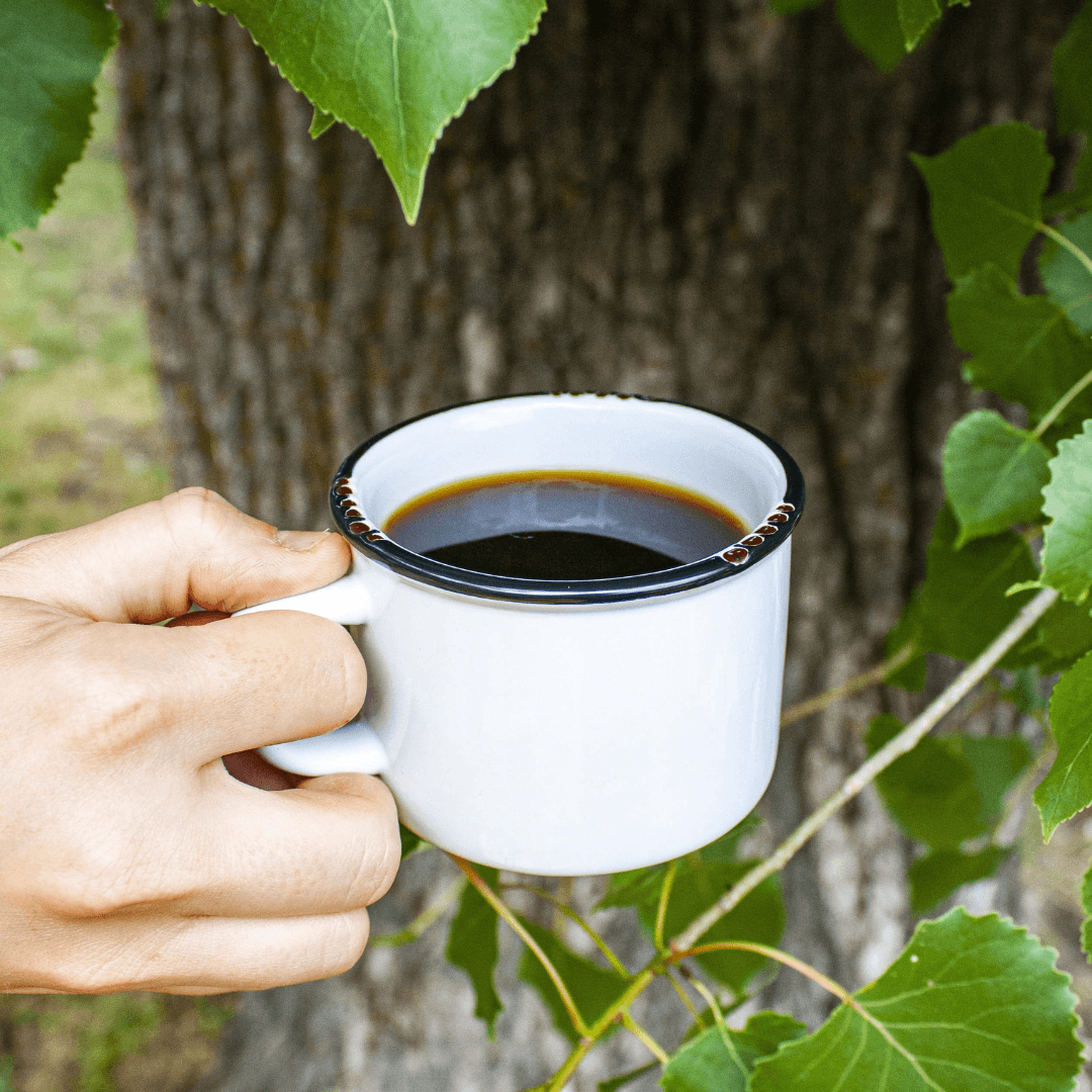 A rich, dark cup of cowboy coffee tastes great and is easy to make