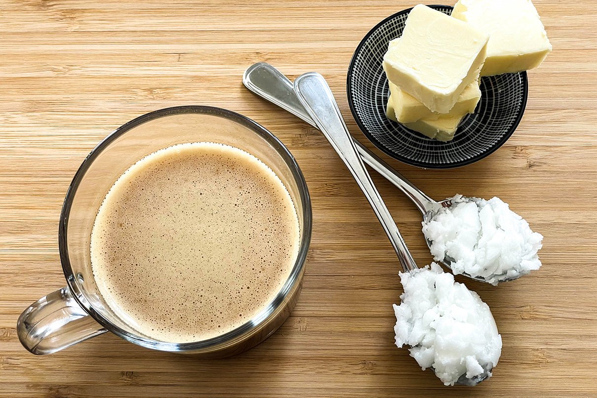 Make bulletproof coffee, a keto drink, with coconut oil and butter