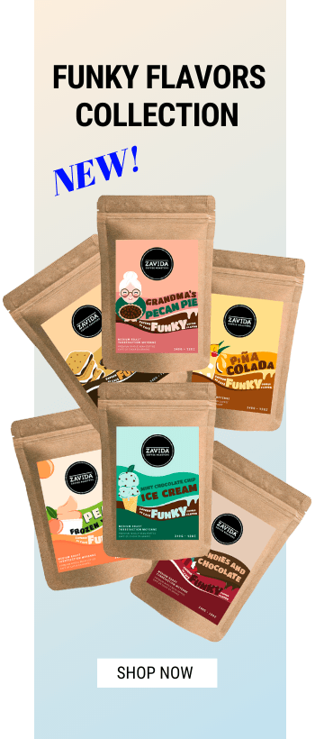 Get the new Funky Flavors Collection from Zavida Coffee Roasters