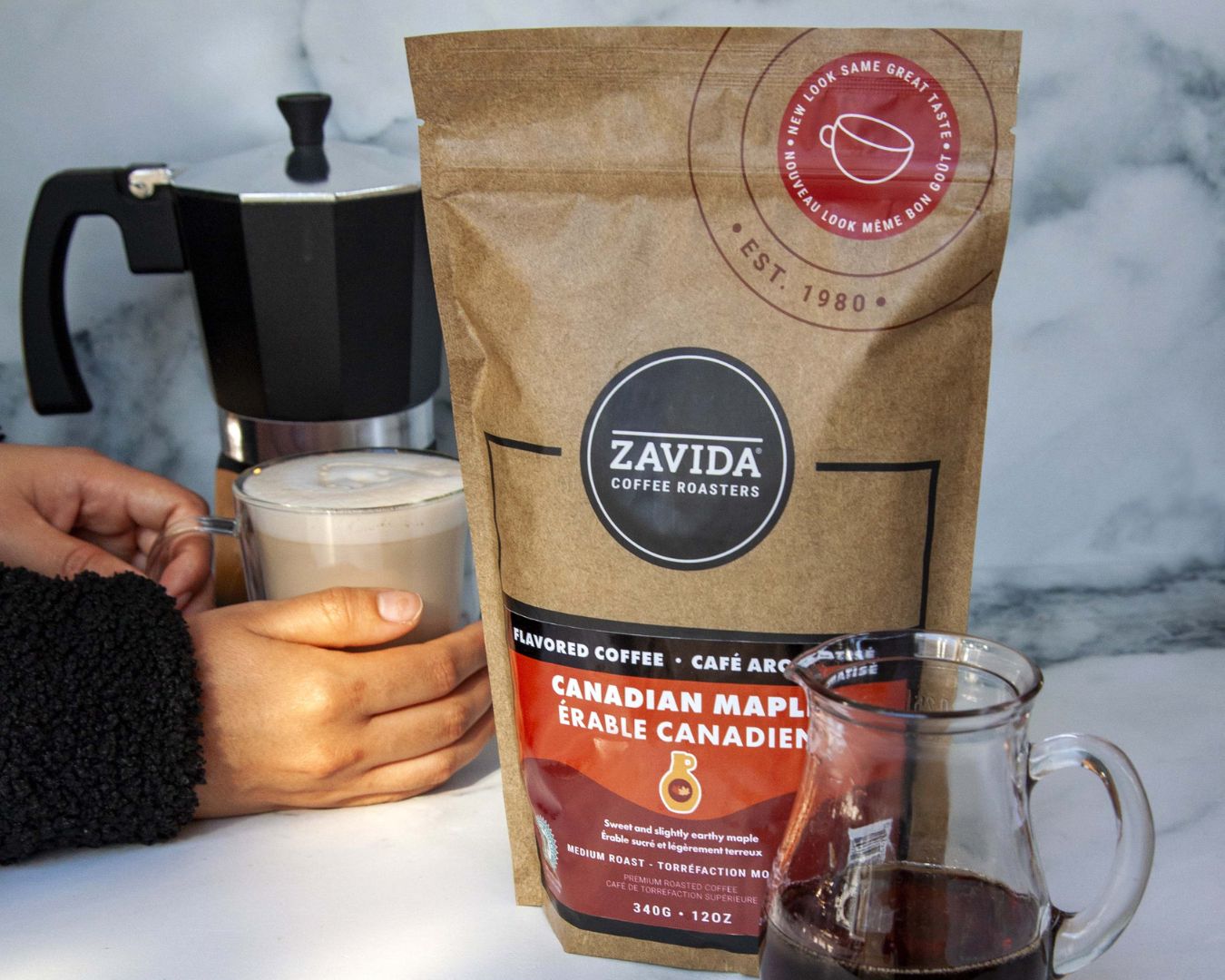 Use Zavida Coffee Roasters Canadian Maple Coffee to make the Cafe con Leche drink