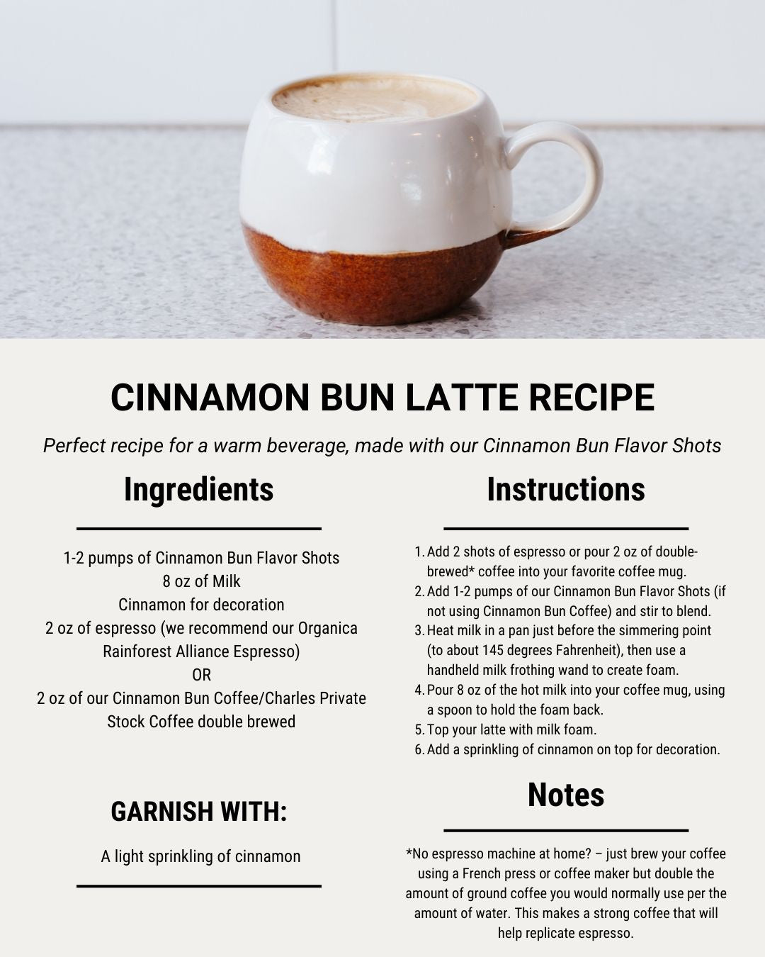 The steps to make Zavida's Cinnamon Bun Latte recipe