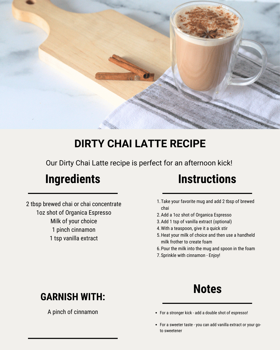 The steps to make Zavida's Dirty Chai Latte recipe