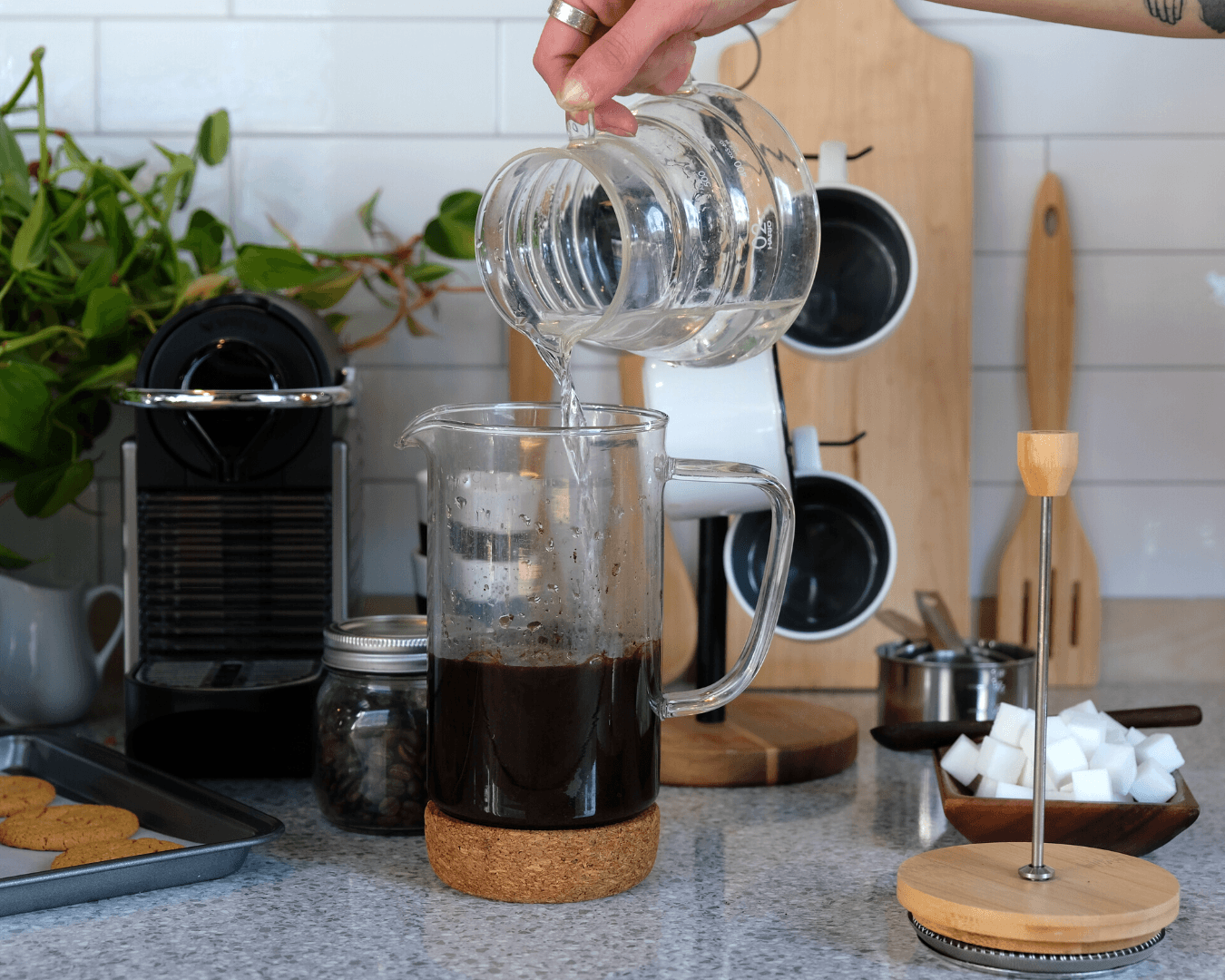 Making cold brew coffee in a French press is a good way to reduce the acidity of your coffee