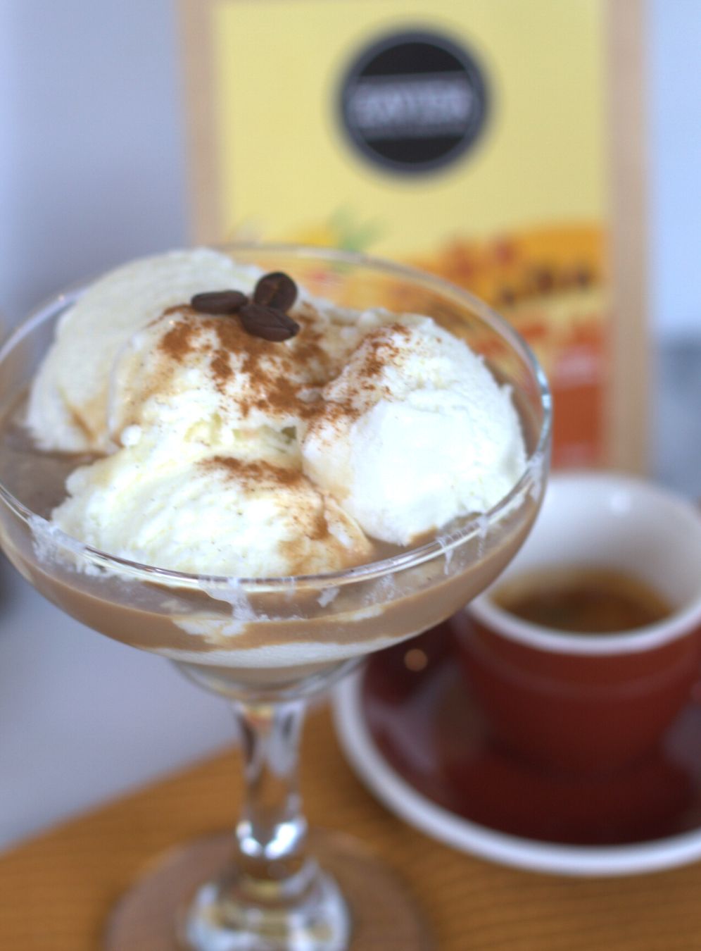 A unique twist on a Mexican coffee, use ice cream and Piña Colada flavored coffee