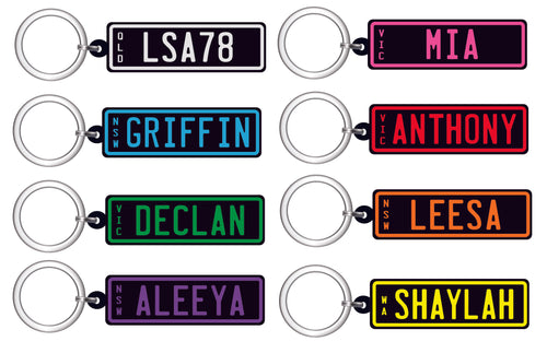 Custom Personalised Number Plate Keyrings for electric kids cars