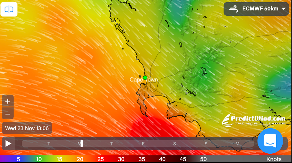 PredictWind 1km-resolution model forecast image