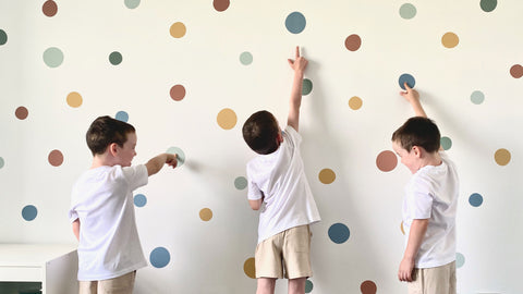 Jack Harry and Ollie - Boys applying wall decals