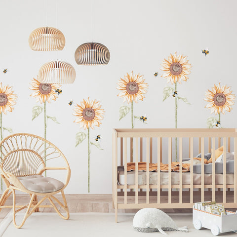 Sunflower Wall Decals from https://jackharryandollie.com.au/products/sunflower-wall-decals