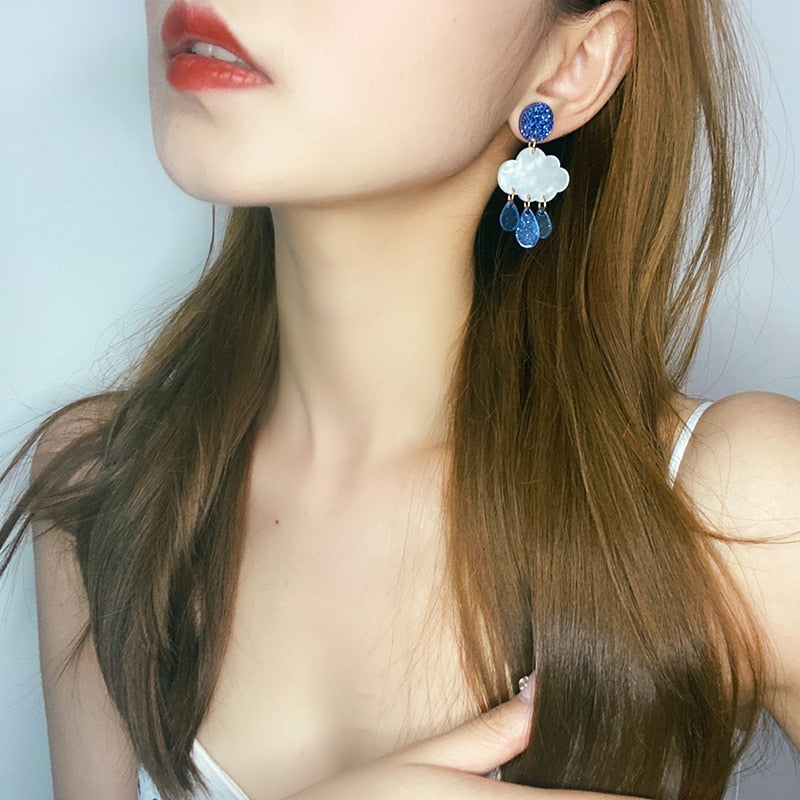 2022 new raindrop cloud acrylic earrings, stylish women's earrings ear clip, Korean jewelry Unusual girl accessories daiiibabyyy