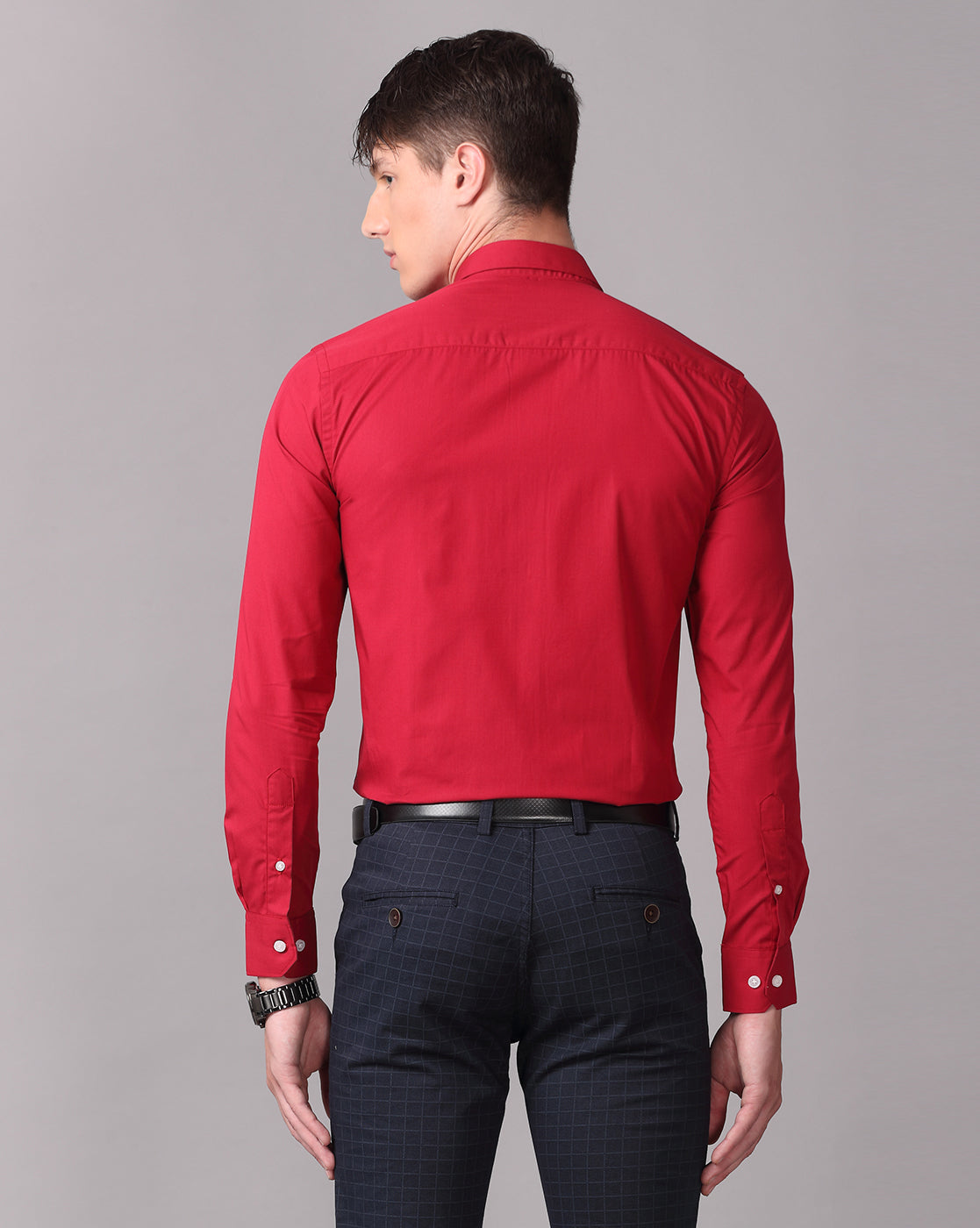 Red Slim Fit Solid Formal Shirt