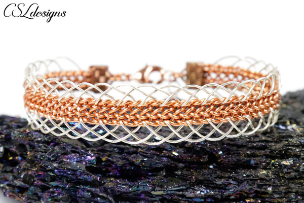Edgy wire kumihimo bracelet ⎮ Copper and silver – CSLdesigns shop
