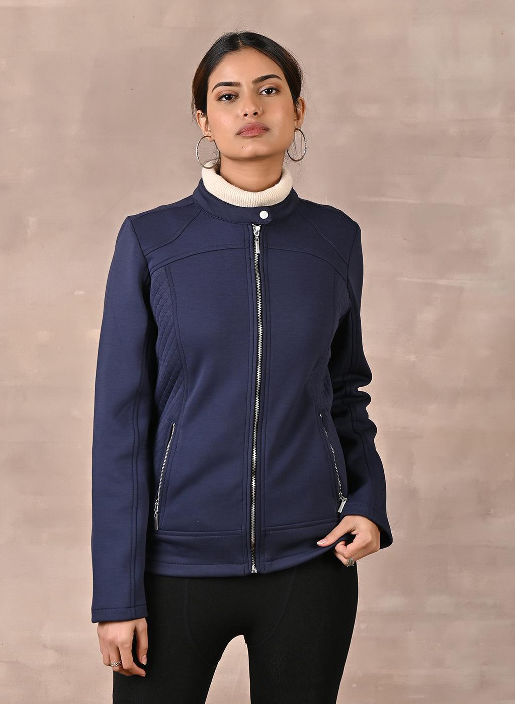 HSMQHJWE Navy Jacket Women Women'S Fall Jacket Women'S Slim Leather  Stand-Up Collar Zipper Stitching Solid Color Jacket Womens Sleep Jackets