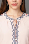 Peach Tunic With Delicate White Embroidery