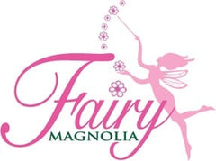Fairy Magnolia Icon. A pink fairy spreading flowers over "Fairy Magnolia" text.