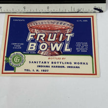 Load image into Gallery viewer, Vintage Fruit Bowl Food Color Sanitary Bottling Works  Label Harbor Indiana
