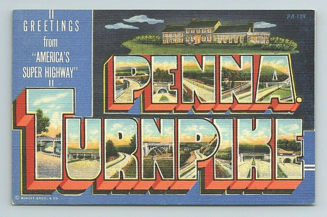 Penna Turnpike Greetings Block Letter Highway Pennsylvania Postcard