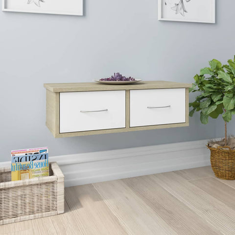 Wall-mounted Drawer Shelf White 23.6"x10.2"x7.2" Chipboard