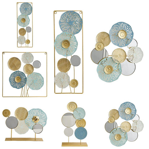 Home Figurines Statues Cabinet Background Metal Wall Art Artwork