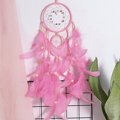 Wall Dreamcatcher Led Handmade Feather Dream Catcher Braided Wind Chimes Art For Room Decoration