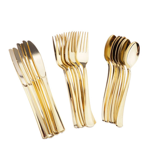 18pcs/set Disposable Cutlery Set Plastic Fork  Spoon Party Tableware Decor