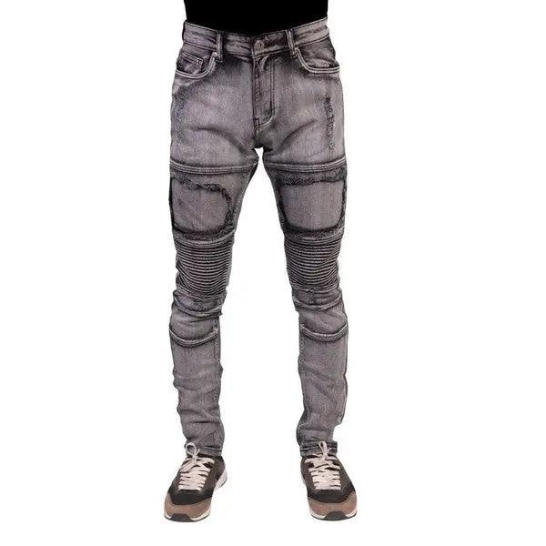 Civic Slijm Raak verstrikt Men's Biker Slim Skinny Jeans Gray | SiAra Clothing Store, LLC