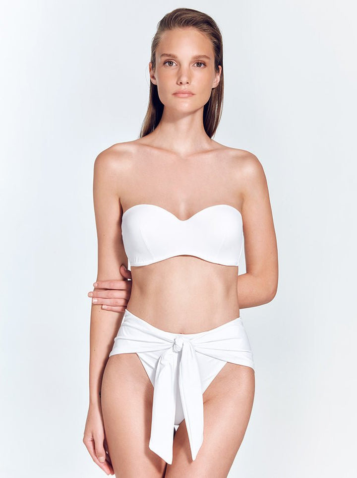 Mesh Bandeau Sofia White Bikini Set Low – Casa Colo