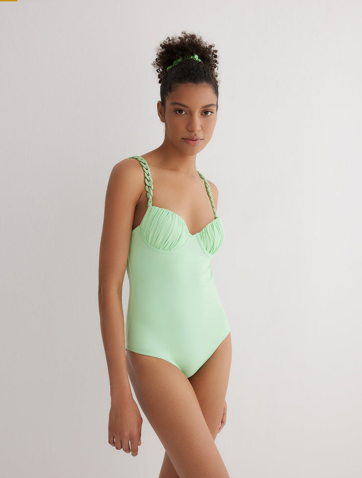 POLO Martinique Tank Shelf Bra Swimsuit in Spring Green - For Her