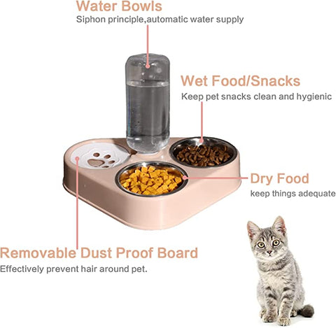 Automatic Stainless Steel Food Bowl with Water Dispenser - Features