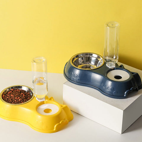 Automatic Stainless Steel Food Bowl with Water Dispenser