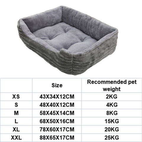 Bed for Dogs - Size Chart