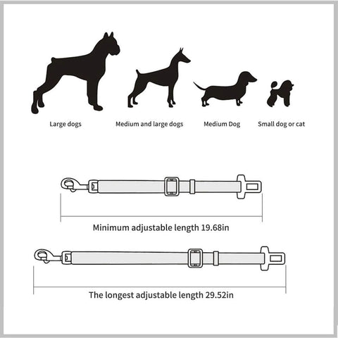 Adjustable Dog Car Seat Belt - Size Chart