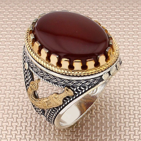 Yellow Aqeeq Hand Made Women Ring (Rose Gold Plated) | Boutique Ottoman  Exclusive