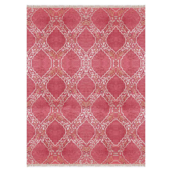 HomeRoots 385390 8 x 10 ft. Ivory & Magenta Tribal Pattern Area Rug