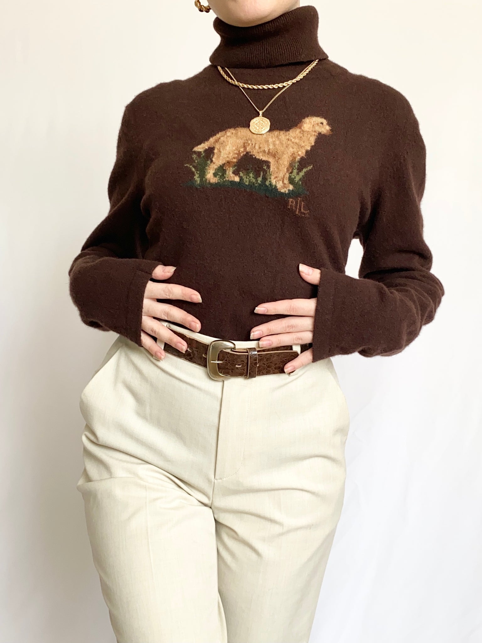 Vintage Ralph Lauren Golden Retriever Turtleneck (M/L) – Amethyst Lullabies