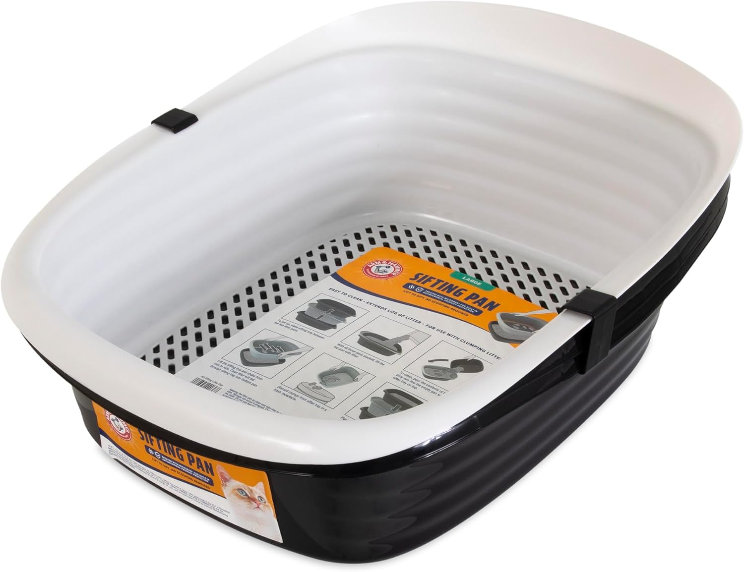 Arm &amp; Hammer large black sifting litter tray with Microban protection