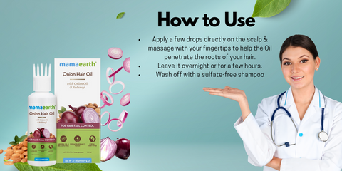 how to use mamaearth onion hair oil