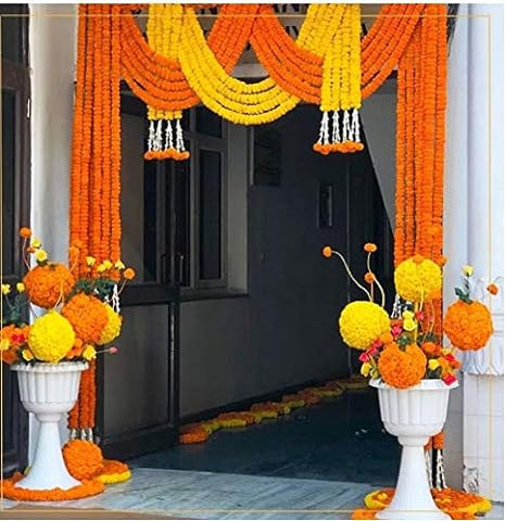 Artificial Marigold Flower Garland For Door Decoration