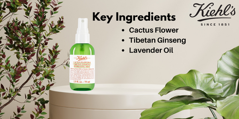 Key ingredients of Kiehl's Cactus Flower Tibetan Ginseng Hydrating Mist