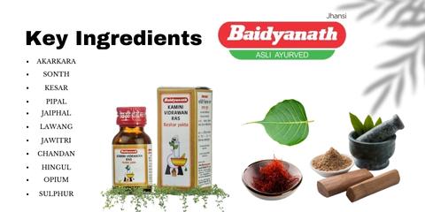 Key ingredients of Baidyanath Vansaar Kaminividrawan Ras Kesar Yukta