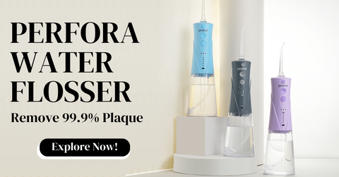 perfora's water flosser collection that removes 99.9% plaque