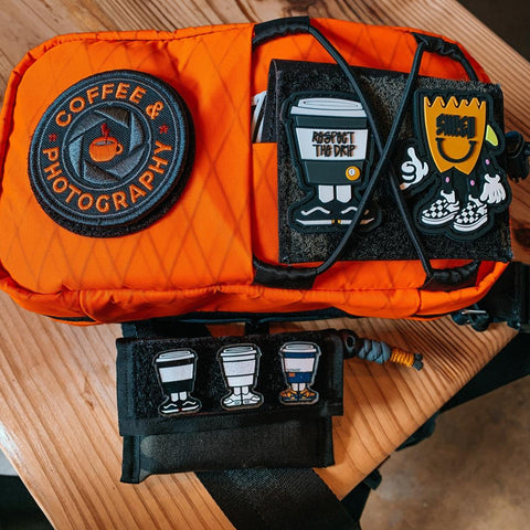 Coffee Dude patches and Matsuda 130 bag