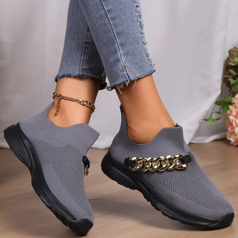 Casual Sportswear Daily Patchwork Metal Accessories Decoration Solid Color Round Comfortable Shoes