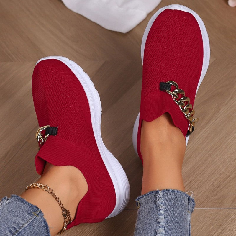 Casual Sportswear Daily Patchwork Metal Accessories Decoration Solid Color Round Comfortable Shoes