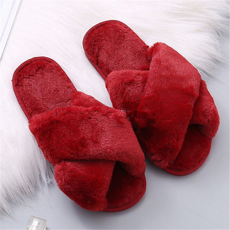 Purpdrank - Black Casual Living Solid Color Keep Warm Plush Slippers