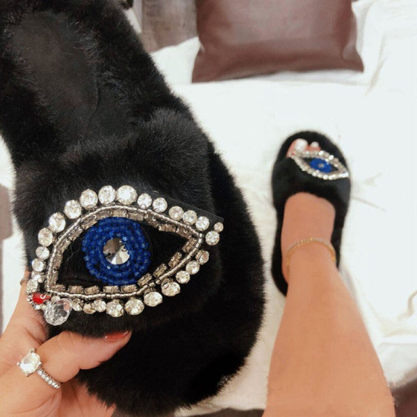 Purpdrank - Black Casual Patchwork Rhinestone Round Comfortable Shoes