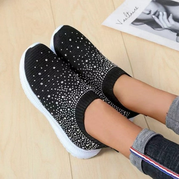 Purpdrank - Black Casual Patchwork Rhinestone Round Comfortable Out Door Shoes