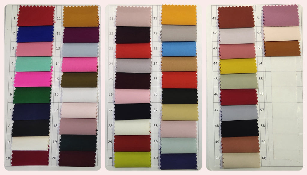 Double FDY Fabric color chart for colorful dress